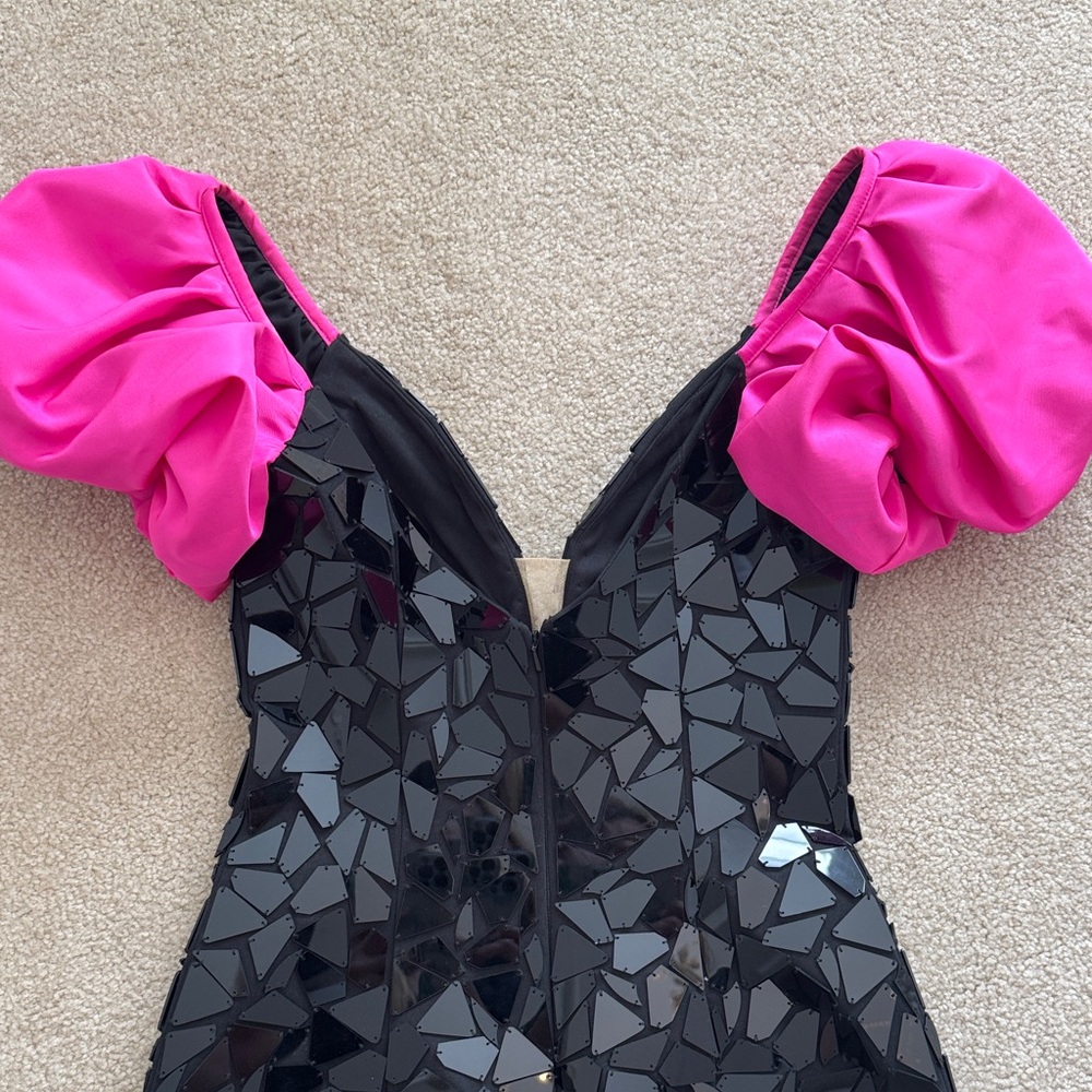Sherri Hill Black and Pink Mini Dress - Picture 5 of 8